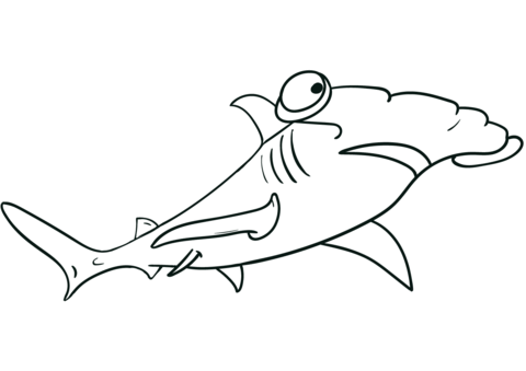 Cartoon Hammerhead Shark Coloring Page